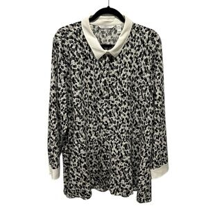 Issac Mizrahi live qvc black & white button down blouse size 20W NWOT